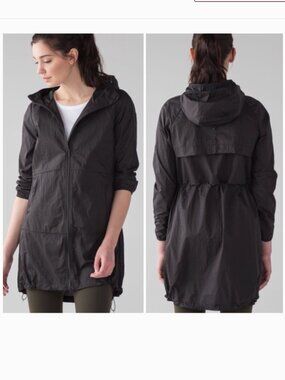 Lululemon Loud and Clear Long Hooded Rain Jacket